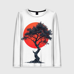 Женский лонгслив Японское дерево и солнце