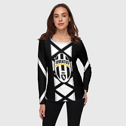 Лонгслив женский Ювентус геометрия полосы линии, цвет: 3D-принт — фото 2