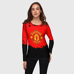 Лонгслив женский Манчестер Юнайтед краски брызги, цвет: 3D-принт — фото 2