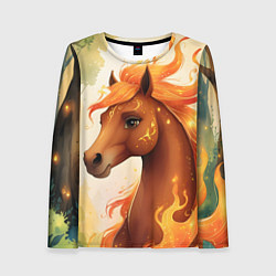 Женский лонгслив Милая огненная лошадь