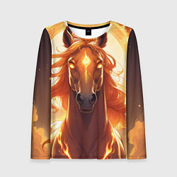 Лонгслив женский Огненная лошадь в свечении, цвет: 3D-принт