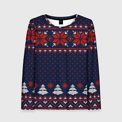 Женский лонгслив Новогодний вязаный узор