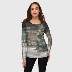 Лонгслив женский Елка во дворе, цвет: 3D-принт — фото 2