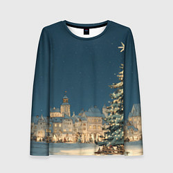 Женский лонгслив Новогодняя атмосфера в городе