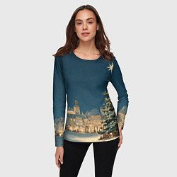 Лонгслив женский Новогодняя атмосфера в городе, цвет: 3D-принт — фото 2