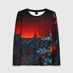 Женский лонгслив Новый год в ночном городе