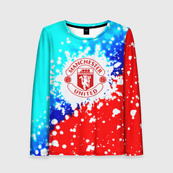 Лонгслив женский Манчестер Юнайтед неон, цвет: 3D-принт
