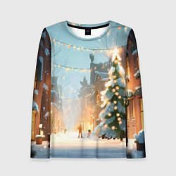 Женский лонгслив Новогодняя елочка