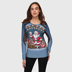 Лонгслив женский Санта с мешком подарков, цвет: 3D-принт — фото 2