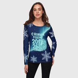 Лонгслив женский С новым годом 2026 - лошадь, цвет: 3D-принт — фото 2