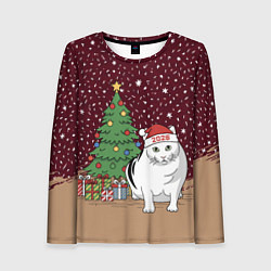 Женский лонгслив Кот Бендер и ёлка