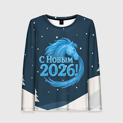 Женский лонгслив С Новым 2026 снежная надпись