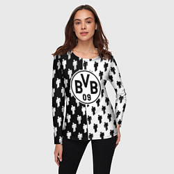 Лонгслив женский Borussia черно белые люди, цвет: 3D-принт — фото 2
