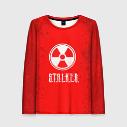 Женский лонгслив Stalker - белое на красном