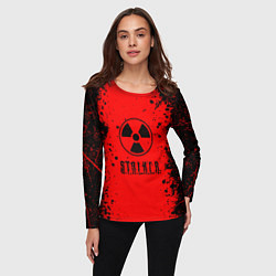 Лонгслив женский Stalker - черное на красном, цвет: 3D-принт — фото 2