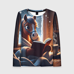 Лонгслив женский Лошадка с книгой, цвет: 3D-принт