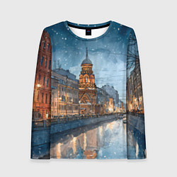 Лонгслив женский Санкт-Петербург зимний город, цвет: 3D-принт