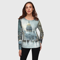 Лонгслив женский Санкт-Петербург зимний пейзаж, цвет: 3D-принт — фото 2