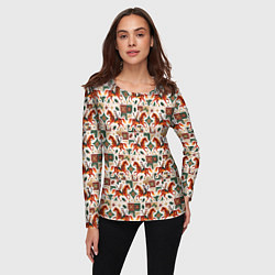 Лонгслив женский Винтажные коты всадники на лошади, цвет: 3D-принт — фото 2