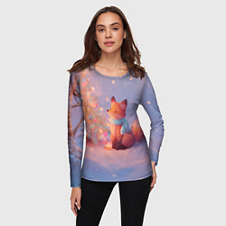 Лонгслив женский Лисичка Новый год, цвет: 3D-принт — фото 2