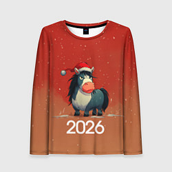 Лонгслив женский Новый год - лошадка 2026, цвет: 3D-принт