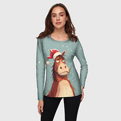 Лонгслив женский Недовольная лошадка, цвет: 3D-принт — фото 2