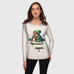 Лонгслив женский Капибара и чай, цвет: 3D-принт — фото 2