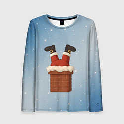 Лонгслив женский Санта торчит из трубы, цвет: 3D-принт