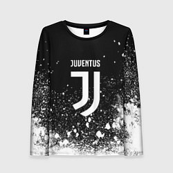 Лонгслив женский Ювентус всплеск белых красок, цвет: 3D-принт