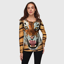 Лонгслив женский Взгляд тигра, цвет: 3D-принт — фото 2