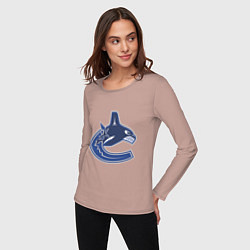Лонгслив хлопковый женский Vancouver Canucks, цвет: пыльно-розовый — фото 2