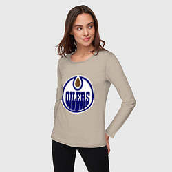 Лонгслив хлопковый женский Edmonton Oilers, цвет: миндальный — фото 2