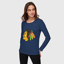 Лонгслив хлопковый женский Chicago Blackhawks, цвет: тёмно-синий — фото 2