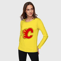 Лонгслив хлопковый женский Calgary Flames, цвет: желтый — фото 2