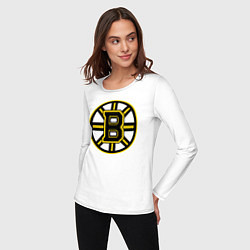 Лонгслив хлопковый женский Boston Bruins, цвет: белый — фото 2