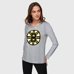Лонгслив хлопковый женский Boston Bruins, цвет: меланж — фото 2