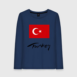 Лонгслив хлопковый женский Turkey, цвет: тёмно-синий