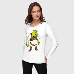Лонгслив хлопковый женский Shrek 3, цвет: белый — фото 2