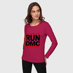 Лонгслив хлопковый женский Run DMC, цвет: маджента — фото 2