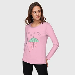 Лонгслив хлопковый женский Любовный дождик, цвет: светло-розовый — фото 2