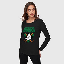 Лонгслив хлопковый женский Anaheim Mighty Ducks, цвет: черный — фото 2