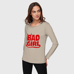 Лонгслив хлопковый женский Bad Girl, цвет: миндальный — фото 2