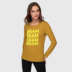 Лонгслив хлопковый женский Skam Skam, цвет: горчичный — фото 2