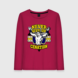 Лонгслив хлопковый женский Never Give Up: Cenation, цвет: маджента