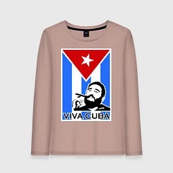 Лонгслив хлопковый женский Fidel: Viva, Cuba!, цвет: пыльно-розовый