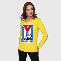 Лонгслив хлопковый женский Fidel: Viva, Cuba!, цвет: желтый — фото 2