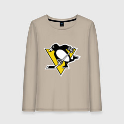 Лонгслив хлопковый женский Pittsburgh Penguins, цвет: миндальный