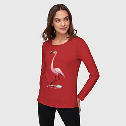 Лонгслив хлопковый женский Гордый фламинго, цвет: красный — фото 2