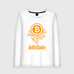 Лонгслив хлопковый женский Bitcoin Tree, цвет: белый