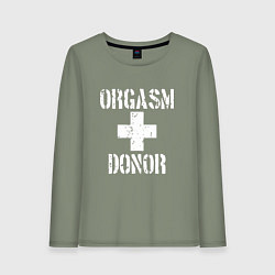 Лонгслив хлопковый женский Orgasm + donor, цвет: авокадо